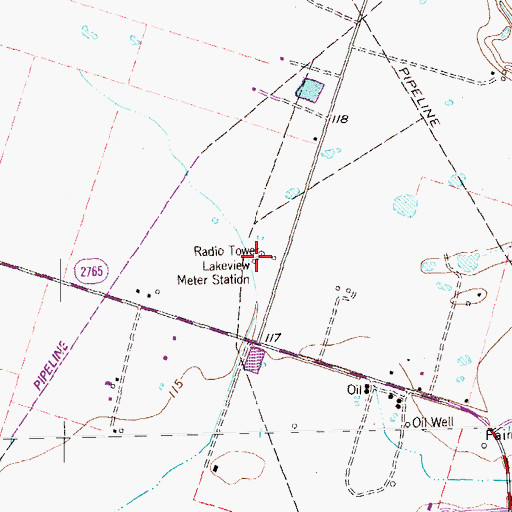 Topographic Map of Lakeview Meter Station, TX