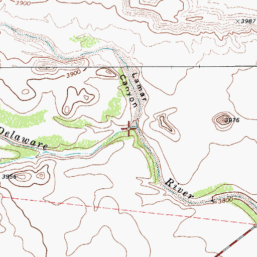 Topographic Map of Lamar Canyon, TX