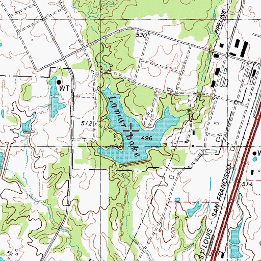 Topographic Map of Lamar Lake, TX