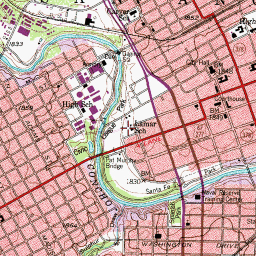 Topographic Map of Lamar School (historical), TX