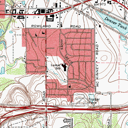 Topographic Map of Lamar School, TX