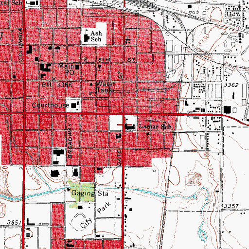Topographic Map of Lamar School, TX