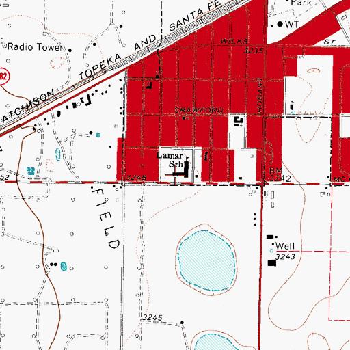 Topographic Map of Lamar School, TX