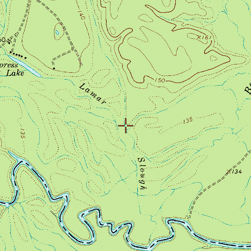 Topographic Map of Lamar Slough, TX