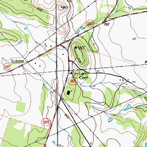 Topographic Map of Lamb Cemetery, TX