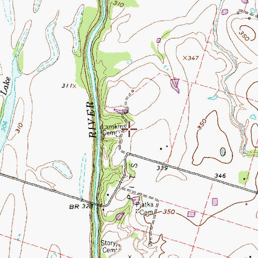 Topographic Map of Lamkin Cemetery, TX