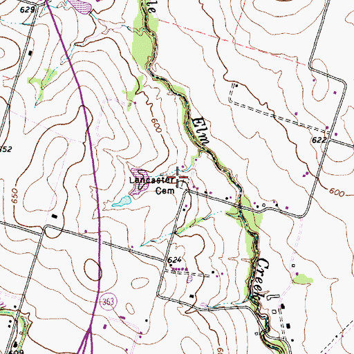 Topographic Map of Lancaster Cemetery, TX