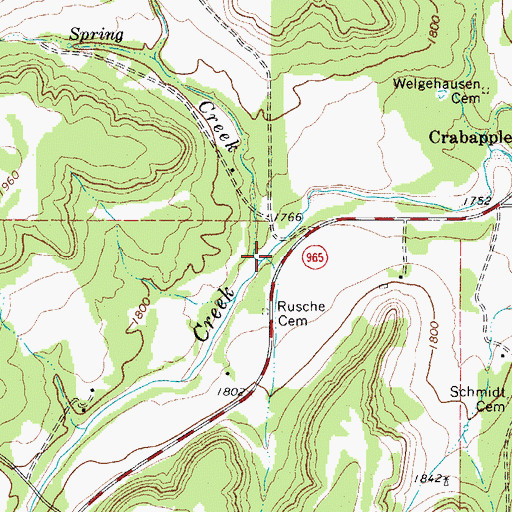 Topographic Map of Land Creek, TX