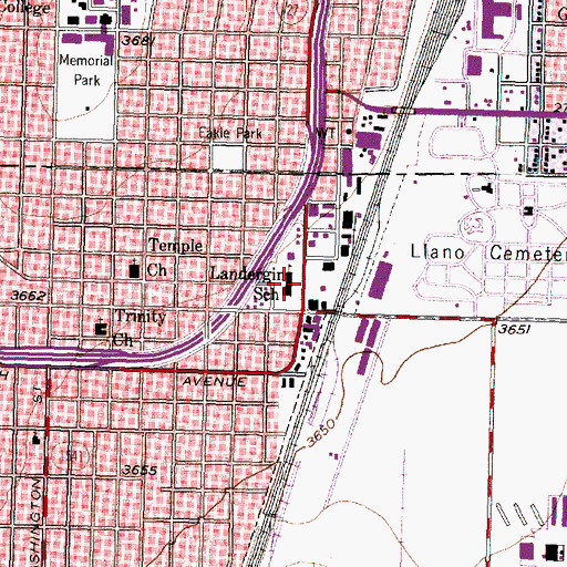 Topographic Map of Landergrin School, TX