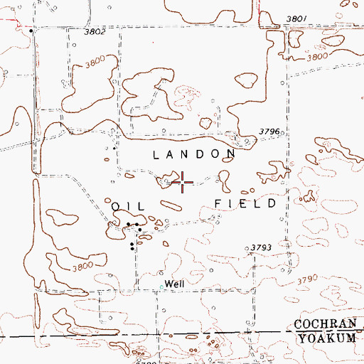 Topographic Map of Landon Oil Field, TX