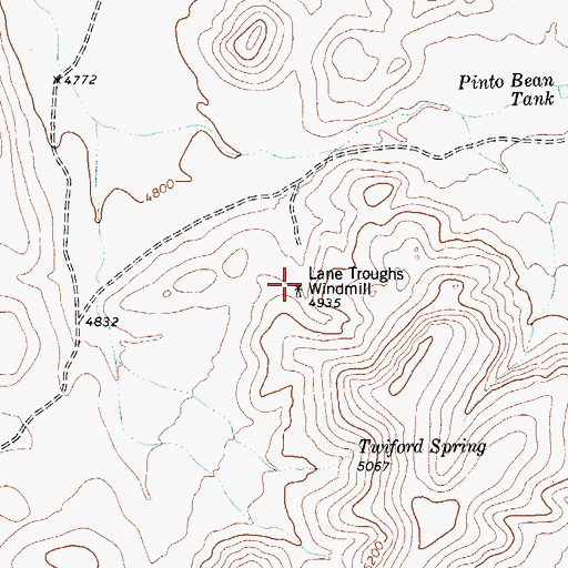 Topographic Map of Lane Troughs Windmill, TX