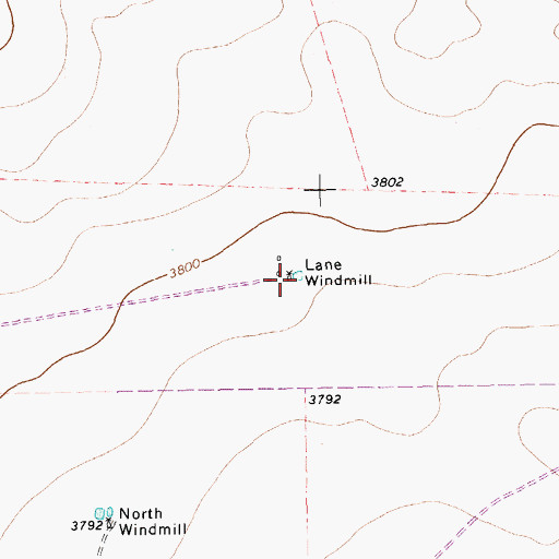 Topographic Map of Lane Windmill, TX