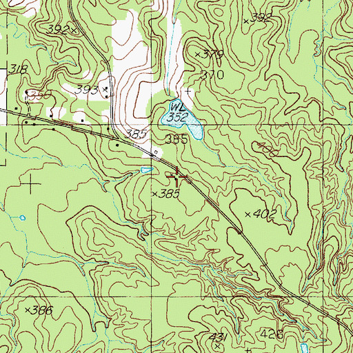 Topographic Map of Lanetown Church, TX