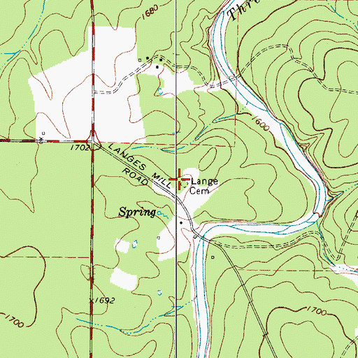 Topographic Map of Lange Cemetery, TX