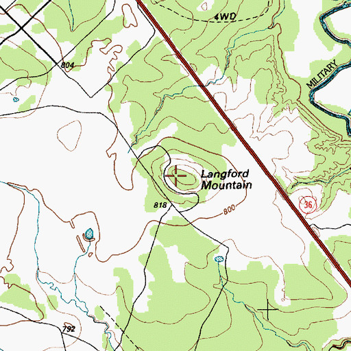 Topographic Map of Langford Mountain, TX