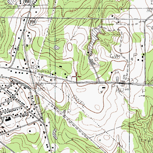 Topographic Map of Langley Cemetery, TX