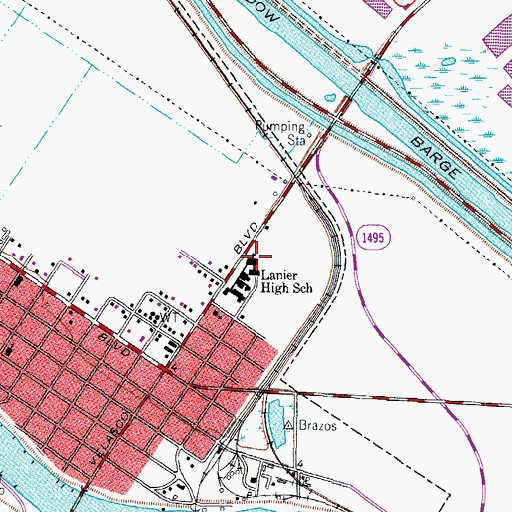 Topographic Map of Lanier High School, TX