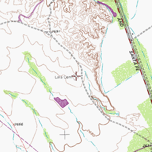 Topographic Map of Lara Cemetery, TX