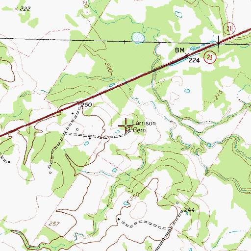 Topographic Map of Larrison Cemetery, TX