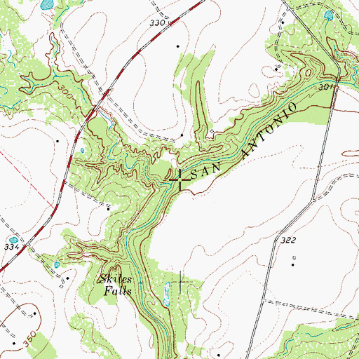 Topographic Map of Las Moras Creek, TX