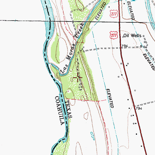 Topographic Map of Las Moras Creek, TX