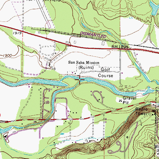 Topographic Map of Las Moras Creek, TX