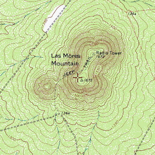 Topographic Map of Las Moras Mountain, TX