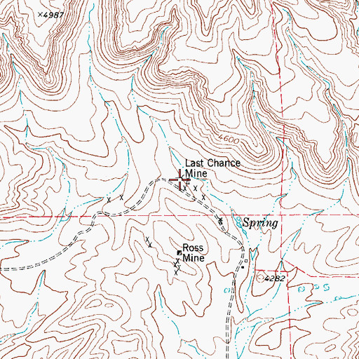 Topographic Map of Last Chance Mine, TX
