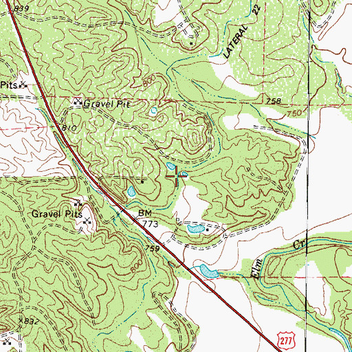 Topographic Map of Lateral Twentytwo, TX