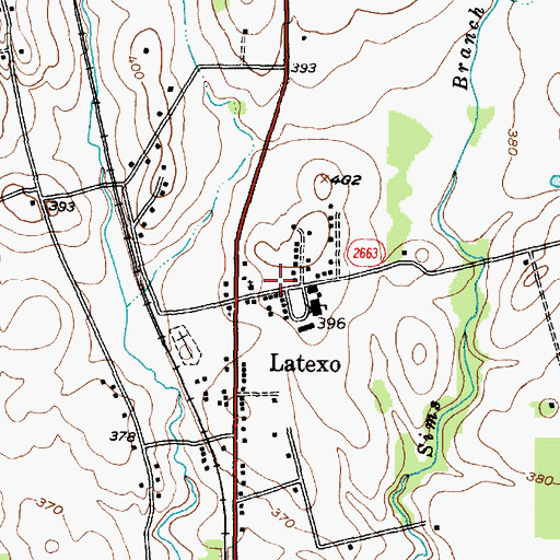 Topographic Map of Latexo, TX