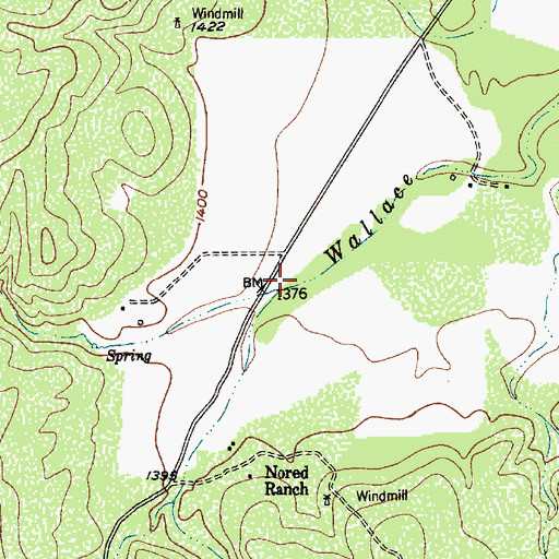 Topographic Map of Latham Creek, TX