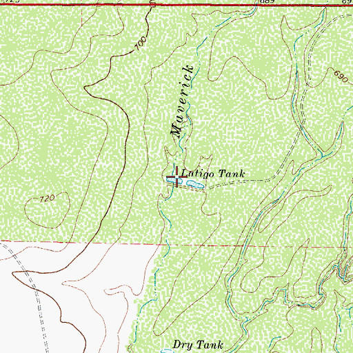 Topographic Map of Latigo Tank, TX