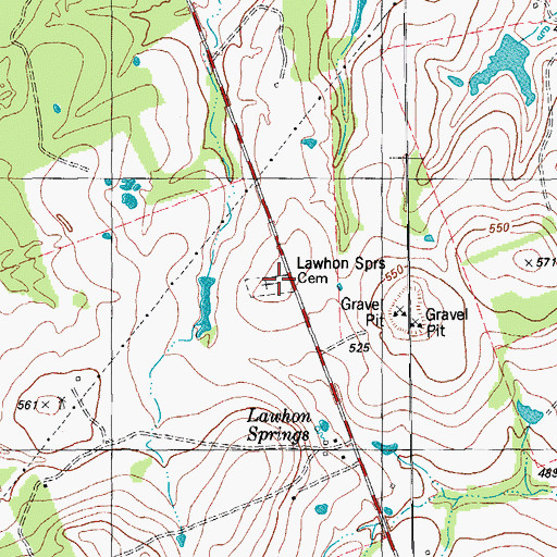 Topographic Map of Lawhon Springs Cemetery, TX