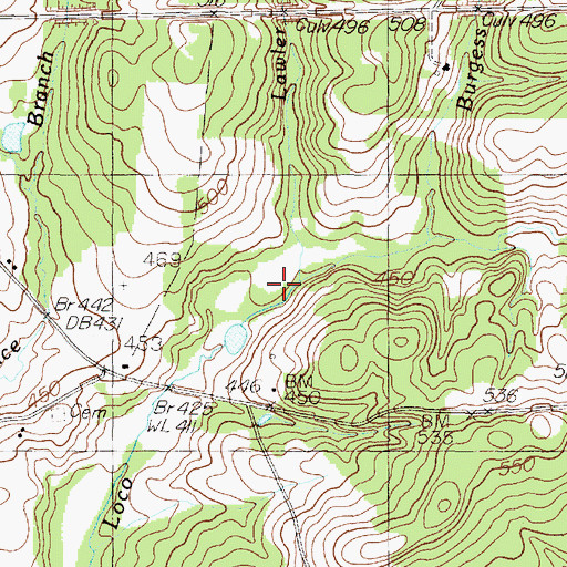 Topographic Map of Lawler Branch, TX