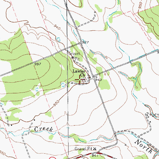 Topographic Map of Lawler Church, TX
