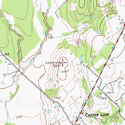Topographic Map of Lawrence Cemetery, TX