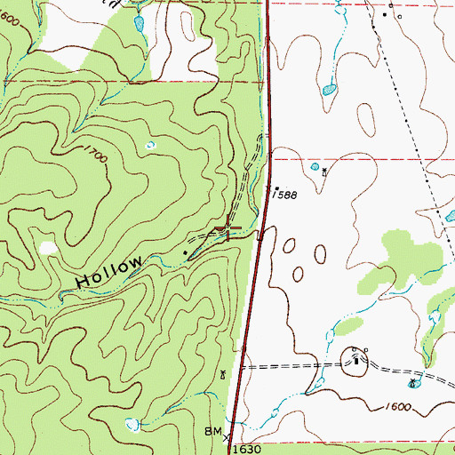 Topographic Map of Lawrence Hollow, TX