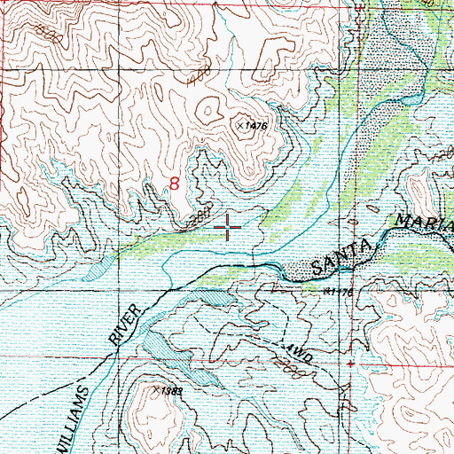 Topographic Map of Big Sandy River, AZ