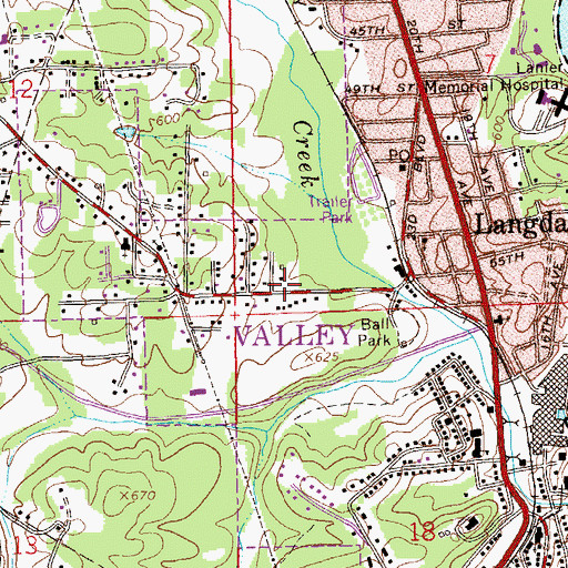 Topographic Map of Valley, AL