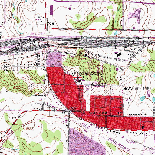 Topographic Map of Layne School, TX