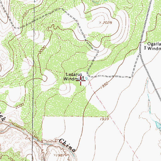 Topographic Map of Lazarus Windmill, TX