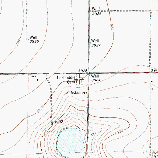 Topographic Map of Lazbuddie Cemetery, TX