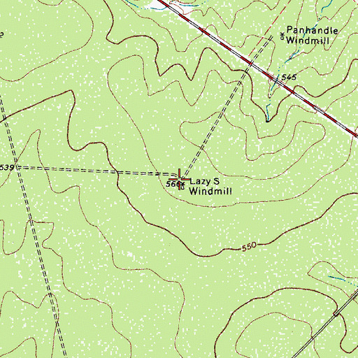 Topographic Map of Lazy S Windmill, TX
