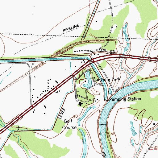 Topographic Map of Le Tulle Park, TX