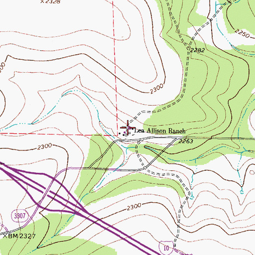 Topographic Map of Lea Allison Ranch, TX