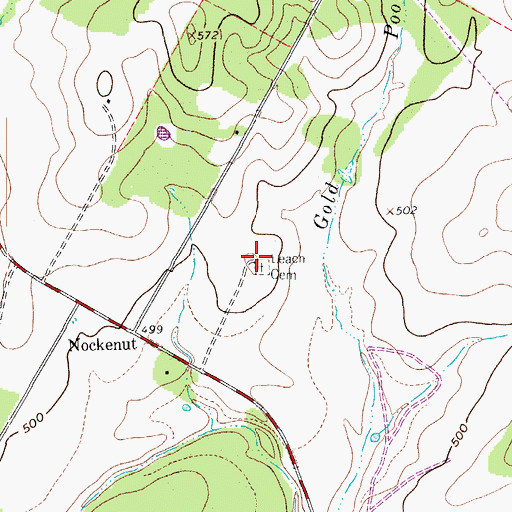 Topographic Map of Leach Cemetery, TX