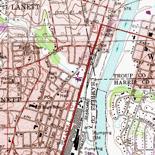 Topographic Map of Valley Shopping Center, AL