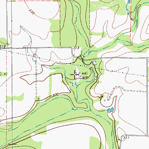 Topographic Map of Leal Cemetery, TX