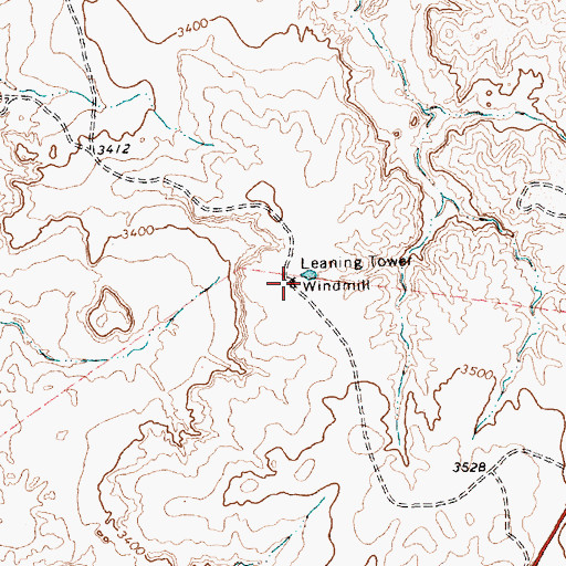 Topographic Map of Leaning Tower Windmill, TX