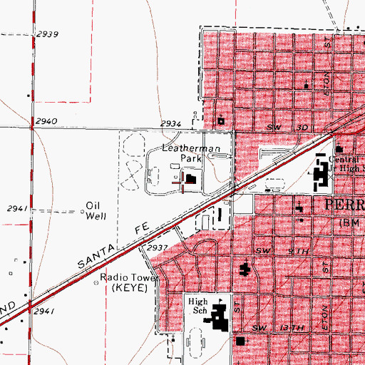 Topographic Map of Leatherman Park, TX